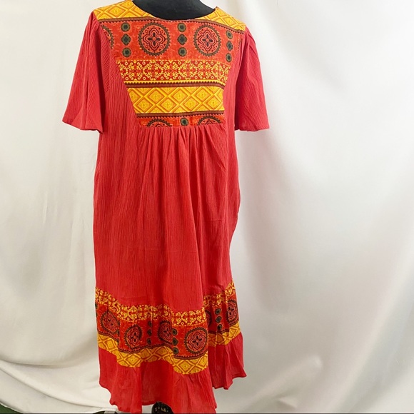 VTG Boho Embroidered Flowy Maxi Dress Long Dress - Picture 8 of 9